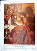 Old Print Lady Reading Book Lady In Bed Oberbronn Kayserberg Alsace 1912 20th