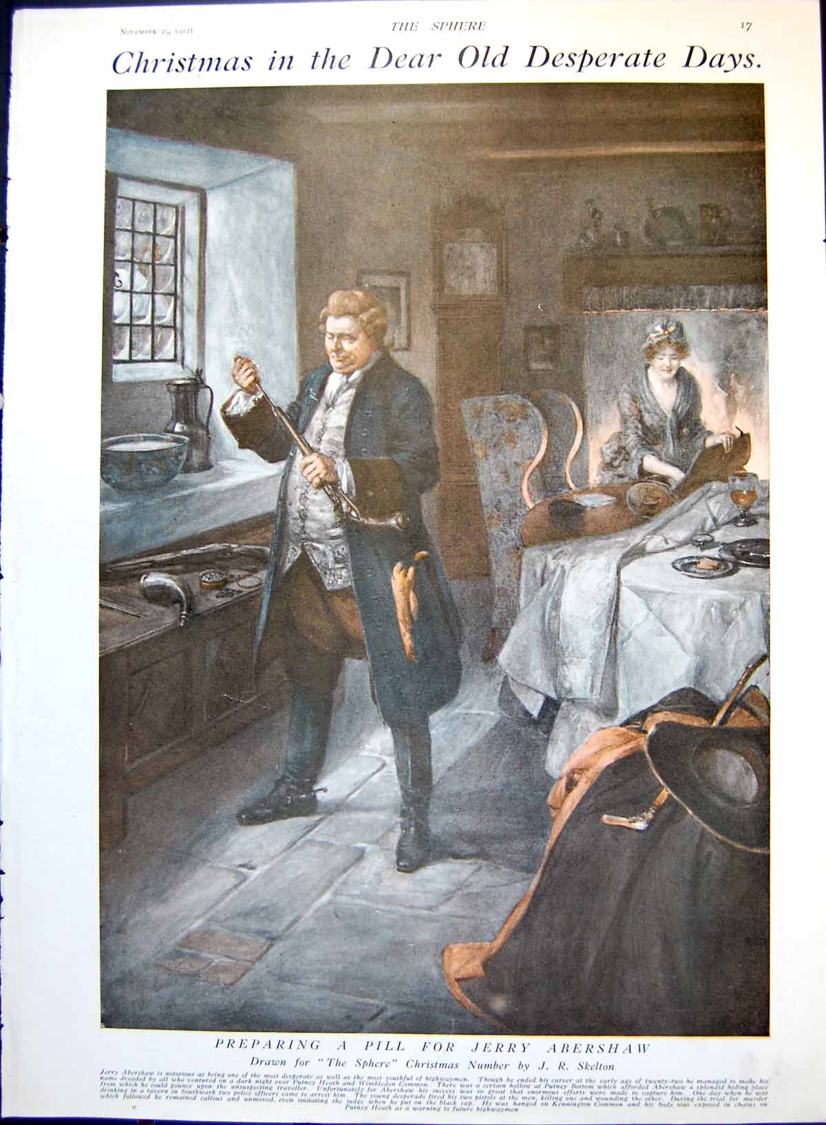 Antique Print Christmas In Desparate Days Man Wife Lad Dragon Princess 1912