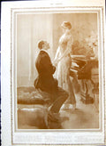 Antique Print Man Proclaiming Love Lady Piano Court Velasquez Painted 1912 20th