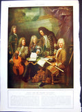 Antique Old Print Lully Fellow Musicians H Rigaud The Courting Wl Taylor 1916