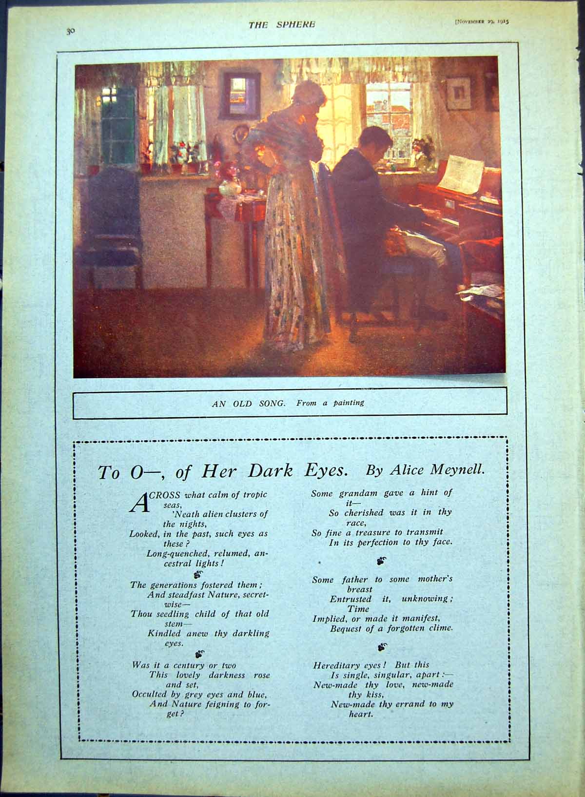 Antique Print An Song Man Piano Lady Standing Traffic London Tube Car 1915 20th