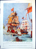 Old Print Armada Gen Lion Attacking Santa Ana Marquise De Pompadour 1915 20th