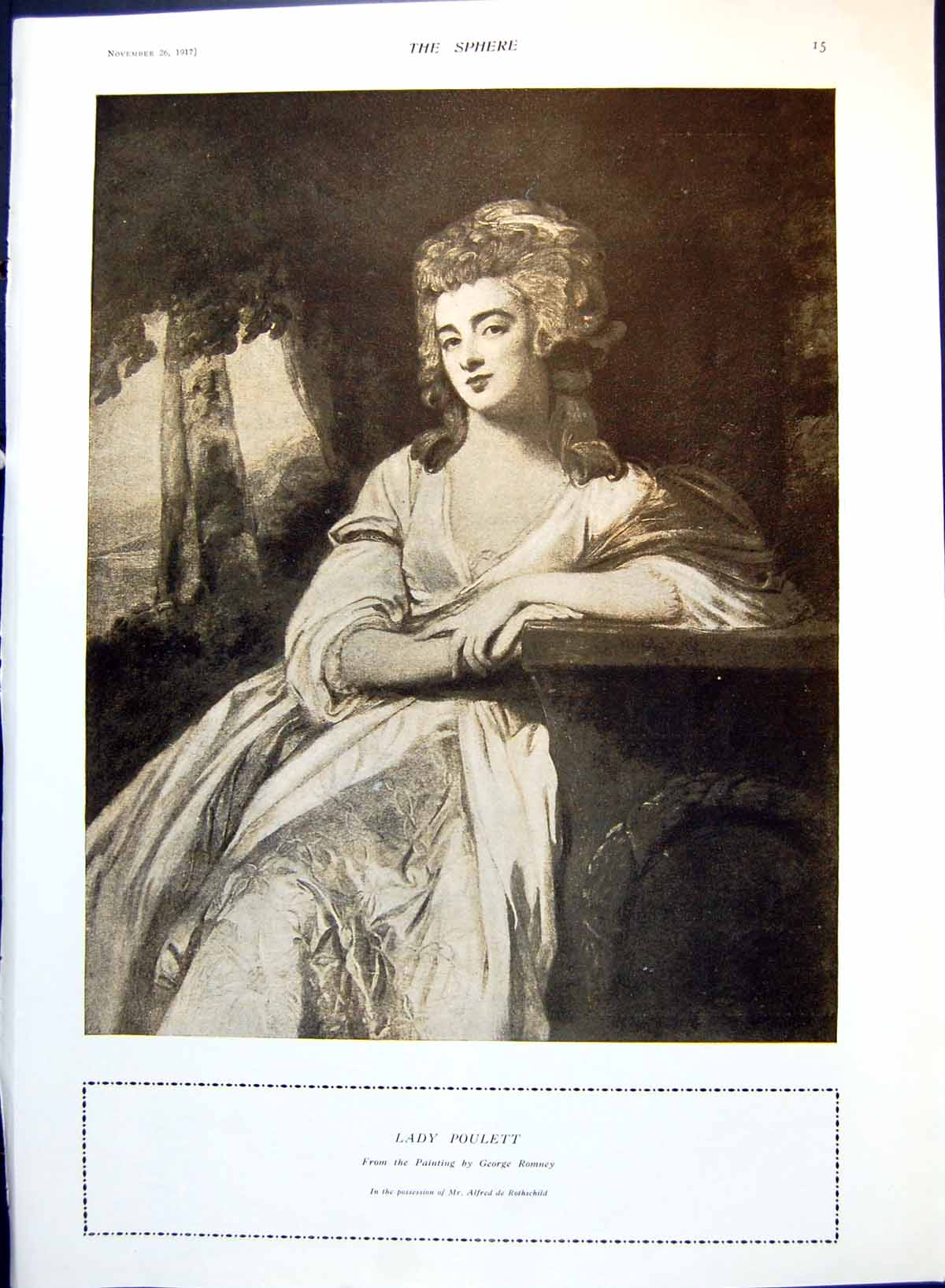 Antique Old Print Lady Poulett George Romney Seventeen Nineteen Blampied 1917