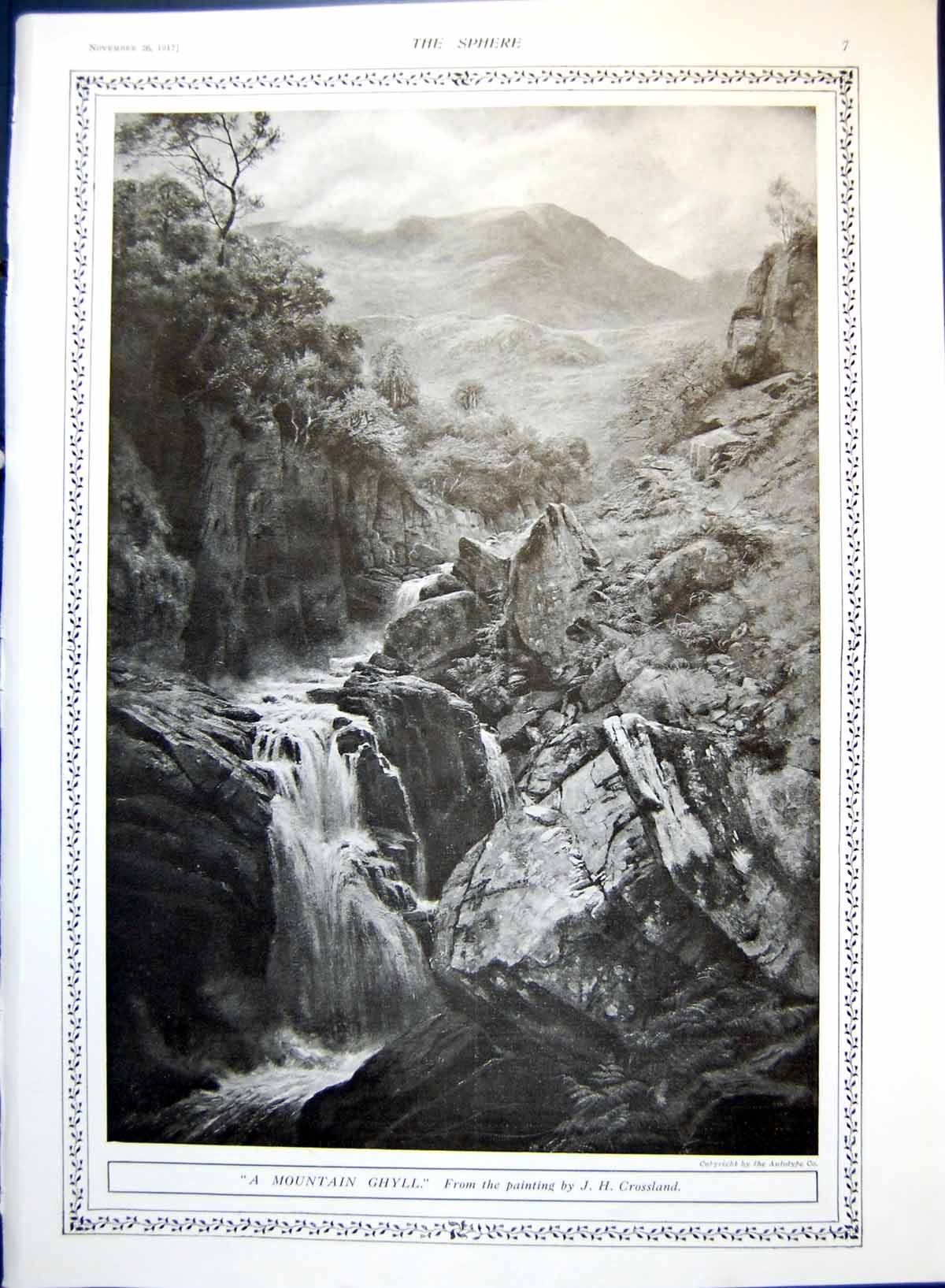 Old Print Mountain Ghyll Jh Crossland Native Officers 1St 3Rd Indian 1917