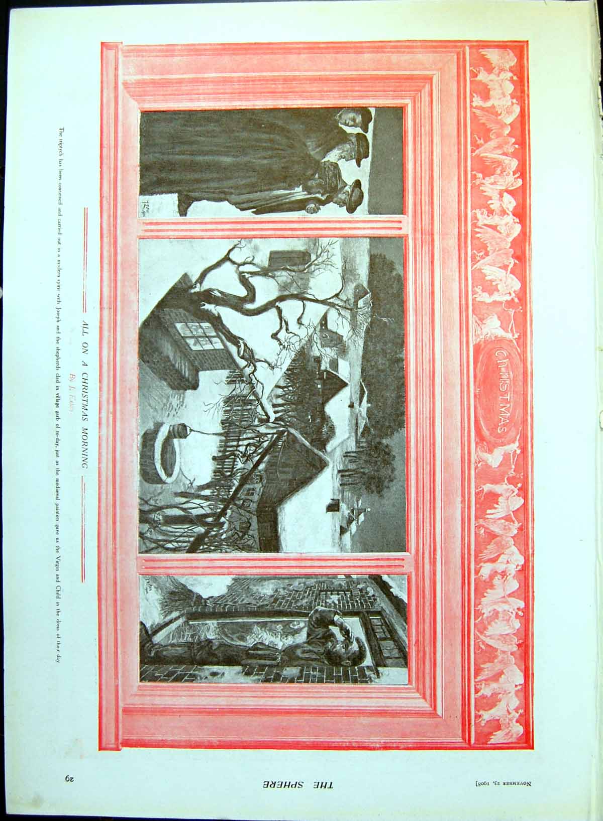 Old Print All On A Christmas Morning J Exten Joseph Shepherds Child 1908 20th
