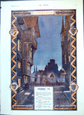 Old Print Christmas Eve Drawn Percy Home Half Timbered Houses Castle 1905 20th