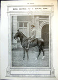 Old Antique Print King George The Fifth As A Young Man On Horseback 1910 20th