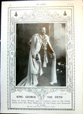 Antique Old Print King George The Fifth Shown As A Knight St. Patrick 1910 20th