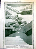 Old Print Let Winter Come Campbell Poem Mountains Chalet Snow River 1912 20th