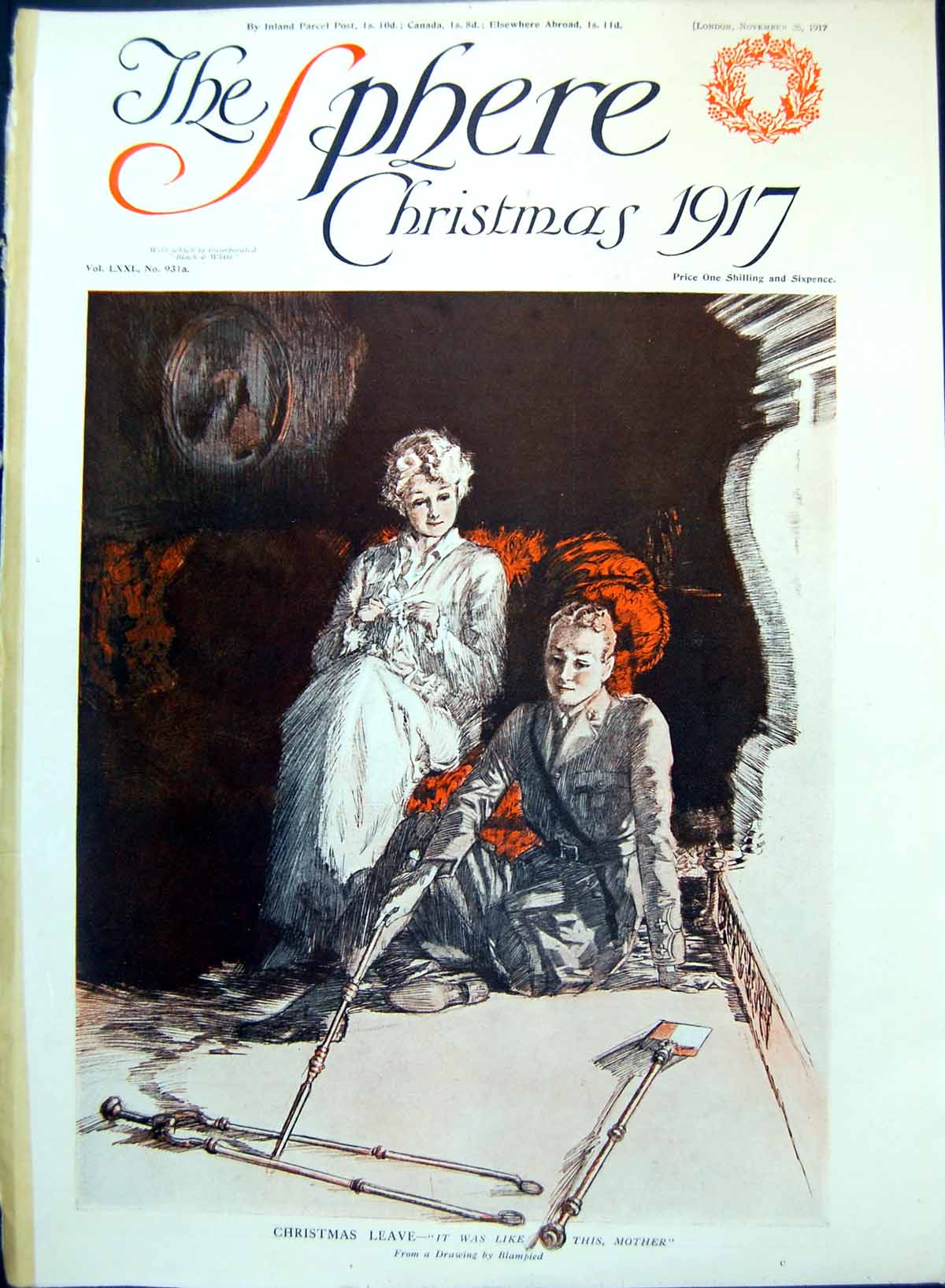 Old Print Christmas Leave Lad Explains Manouevres To Mother Fireside 1917 20th