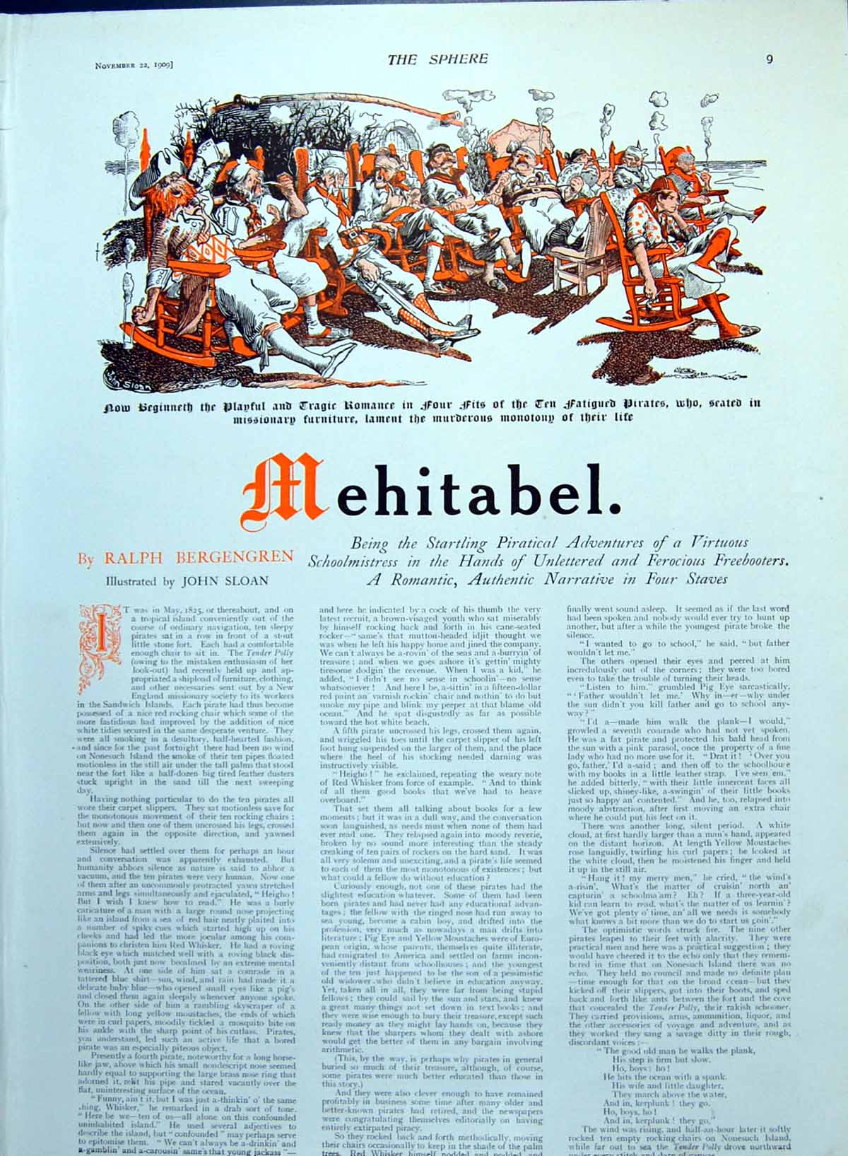 Antique Print Gents Seated Beach Pirates Man Lady Skating C 18th France 1909