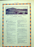 Antique Old Print Bridge Ponts Des Arts News Stand Tree People Street 1908 20th