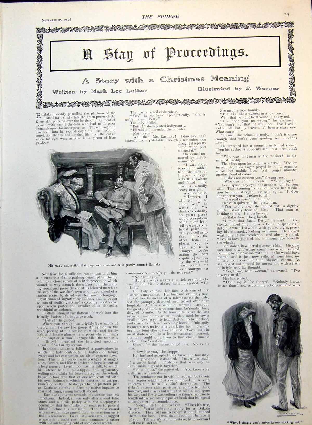 Old Print Lady Gentleman Railway Carriage Stocking Feet Cocoa Advert 1905 20th