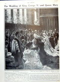 Antique Print Wedding King George V Queen Mary Chapel Royal St. James 1910 20th