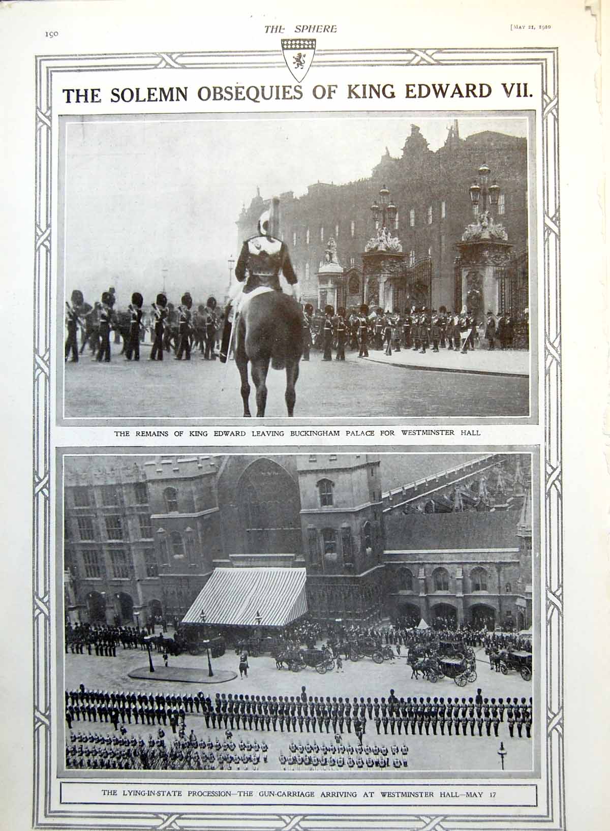 Old Antique Print Solemn Obsequies King Edward Vii Westminster Hall 1910 20th