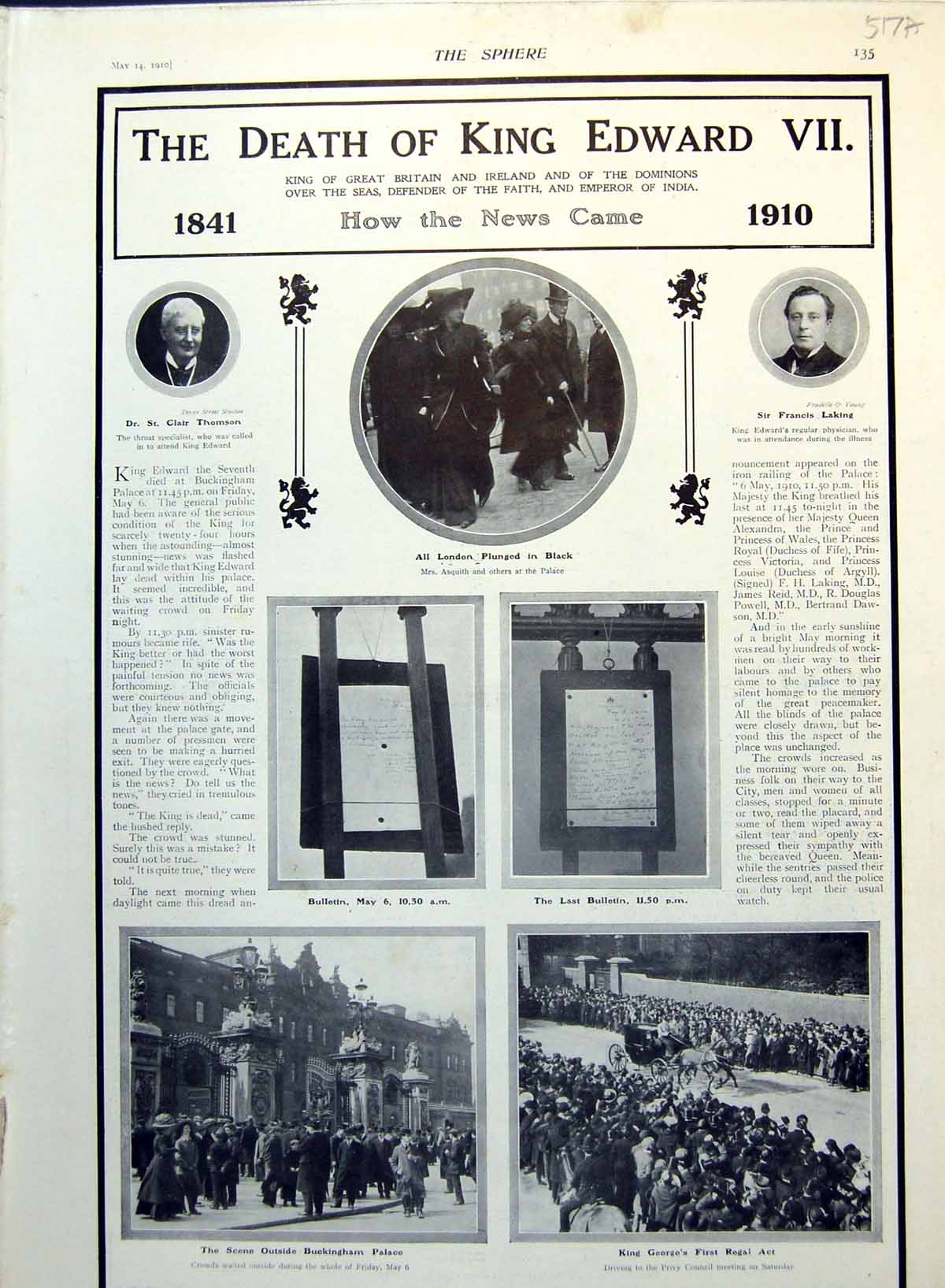 Old Print Death King Edward Vii How The News Came National Mourning 1910 20th