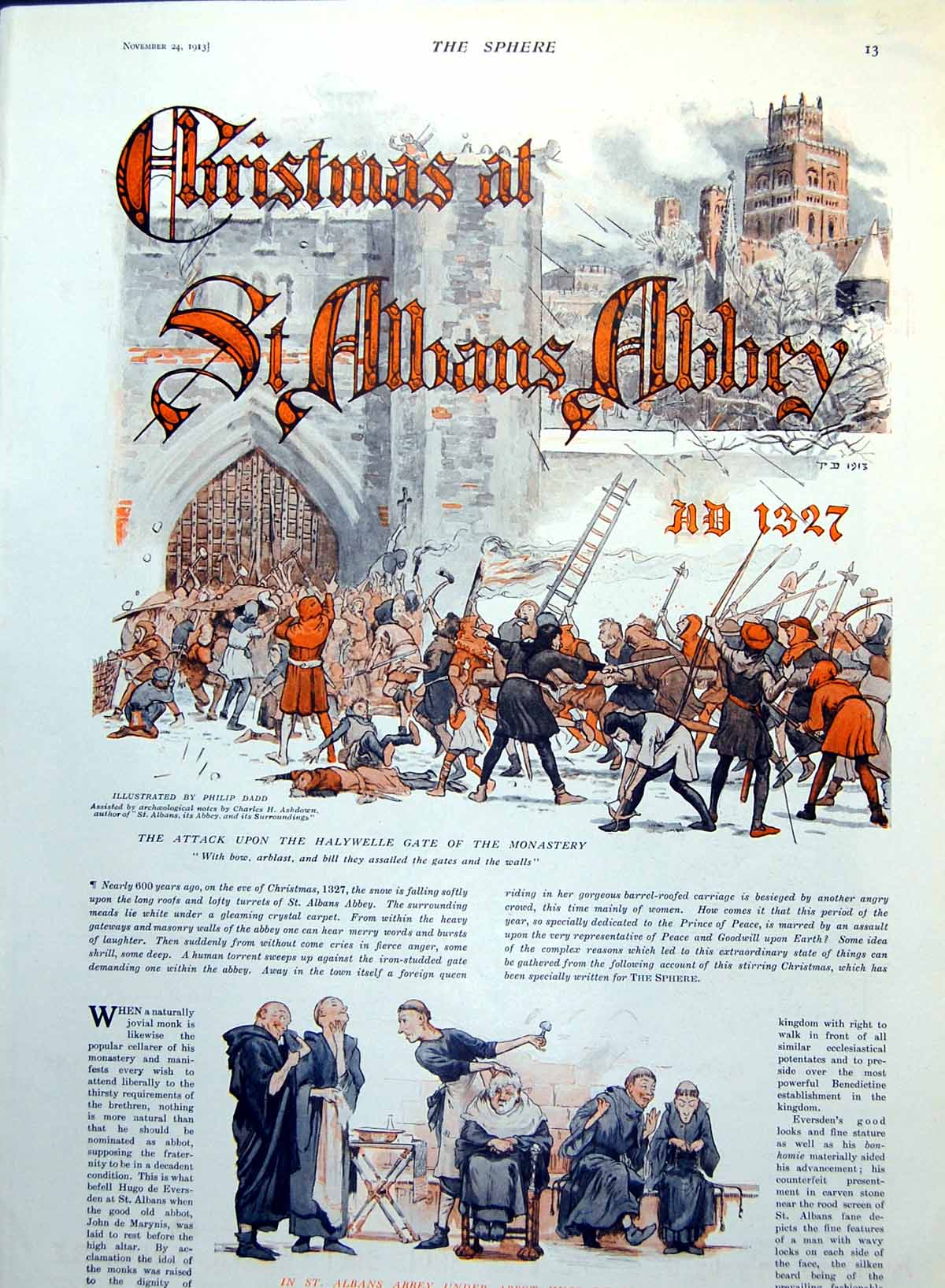 Old Christmas St. Alban'S Abbey Ad 1327 Women Petitioning Isabella 1913