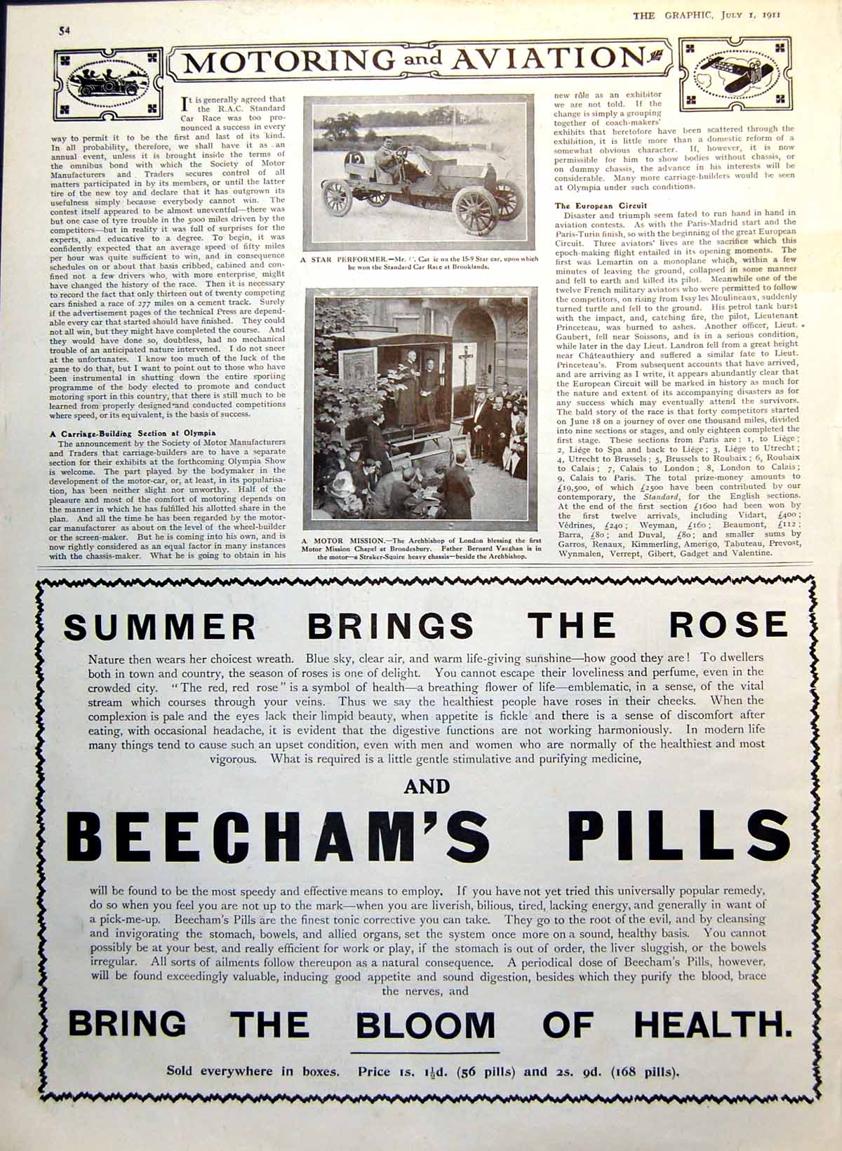 Antique Old Print Motor Mission Brooklands Winner Adverts London Doctor 1911