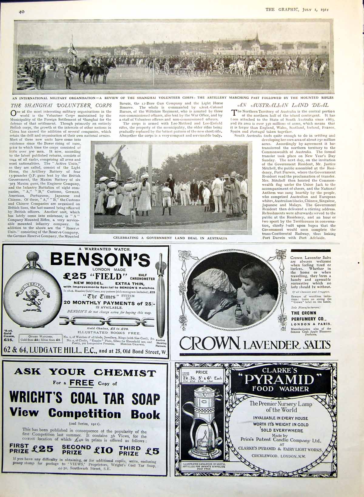 Old Shanghai Volunteers Land Deal Australia Royal Vinolia Advert 1911 20th