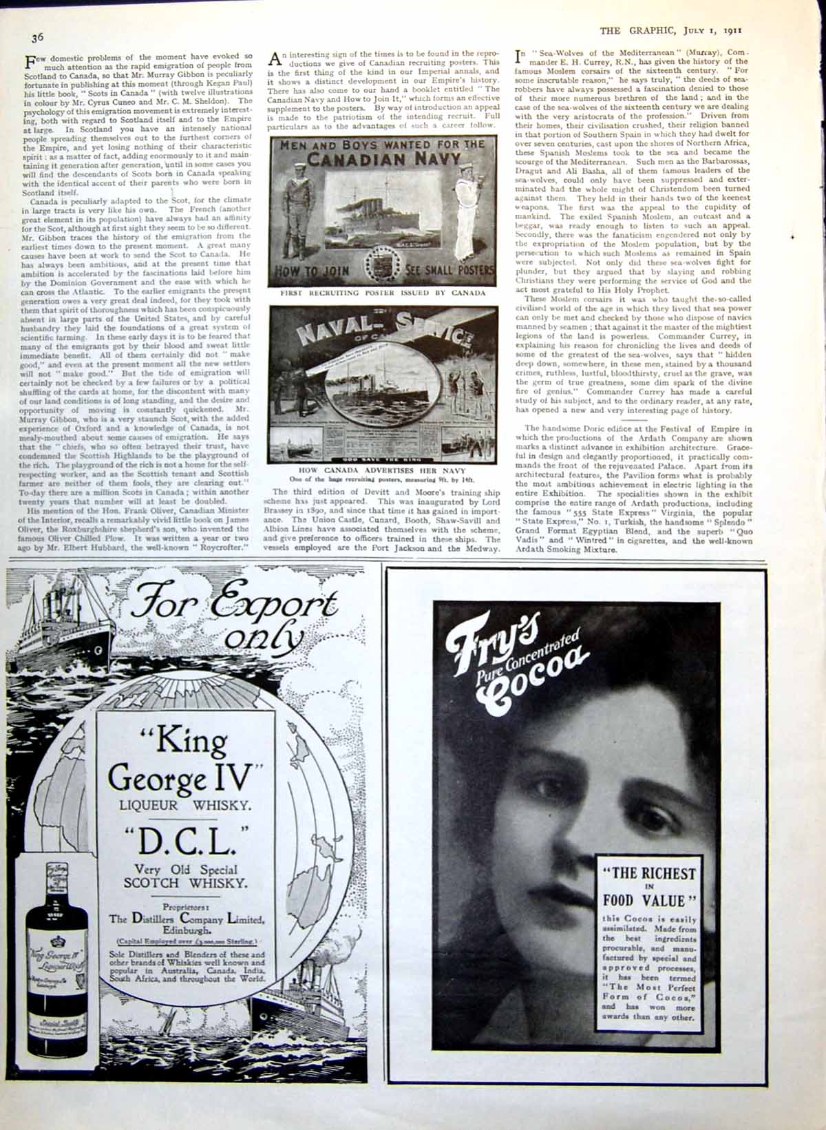 Old Print Recruiting Posters Canada'S Navy Adverts Eno'S Fruit Salt 1911 20th