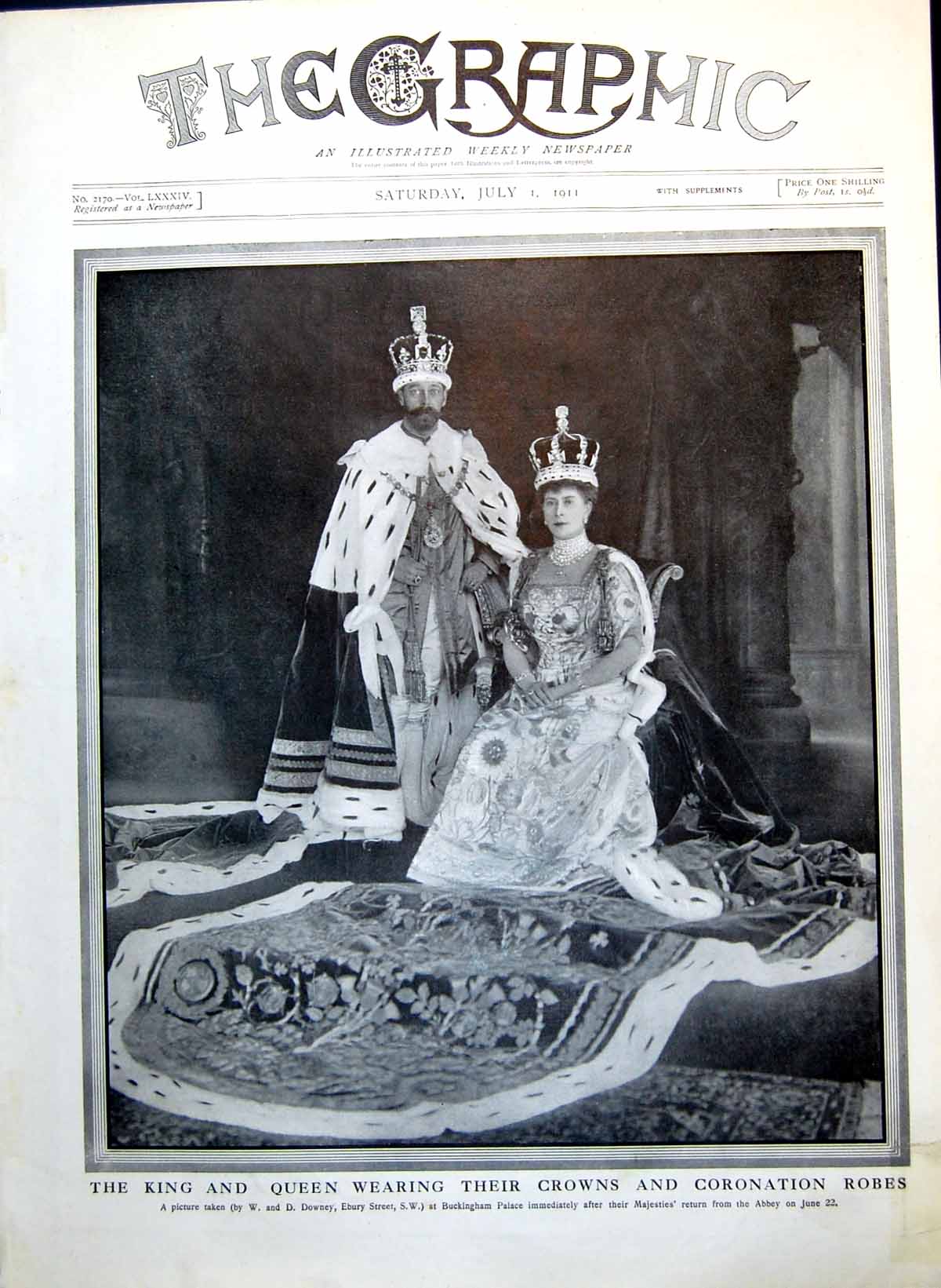 Antique Print King And Queen Wearing Their Crowns And Coronation Robes 1911