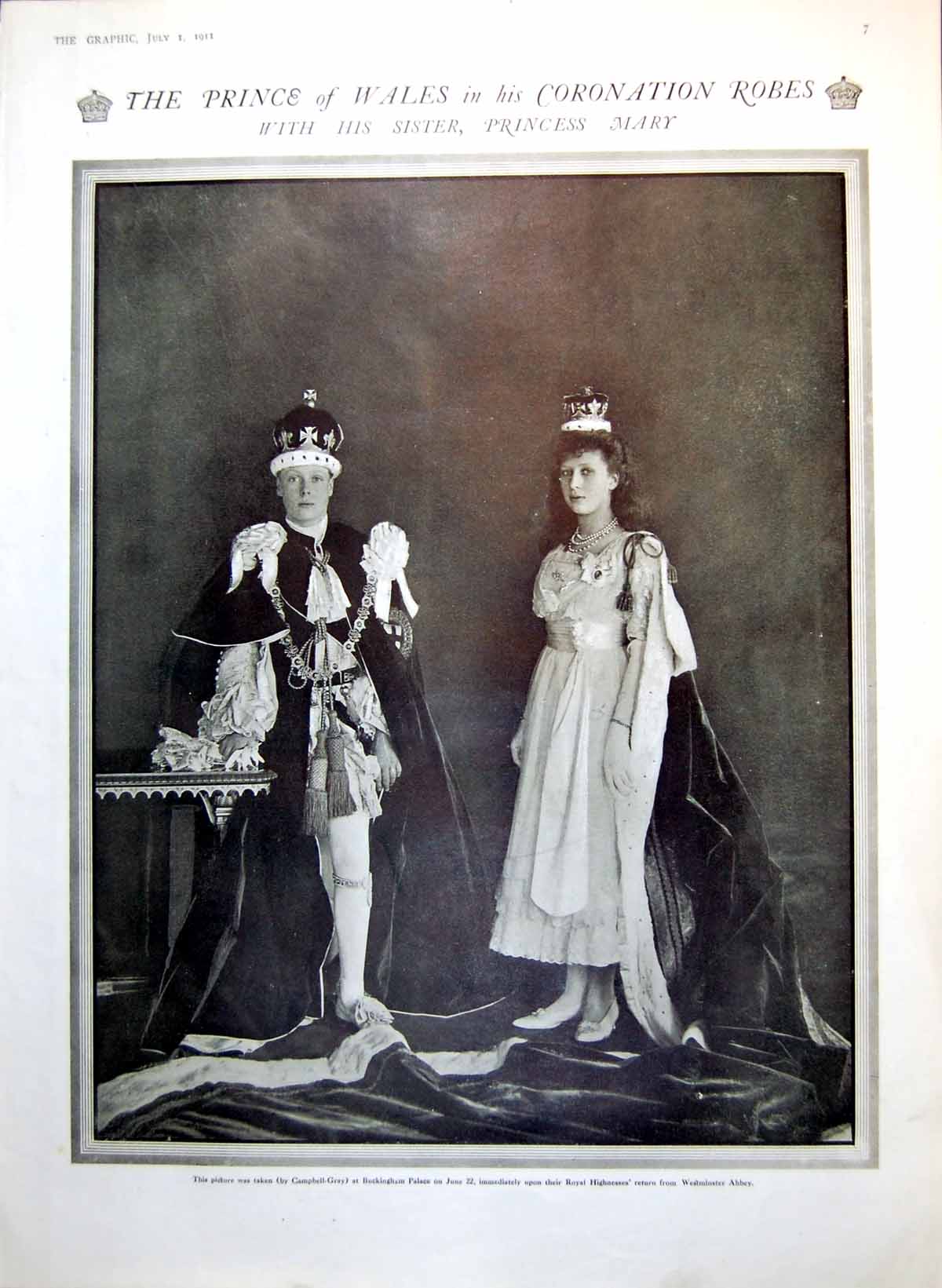 Antique Print Prince Wales Coronation Robes Mary Festivites Elsewhere 1911 20th