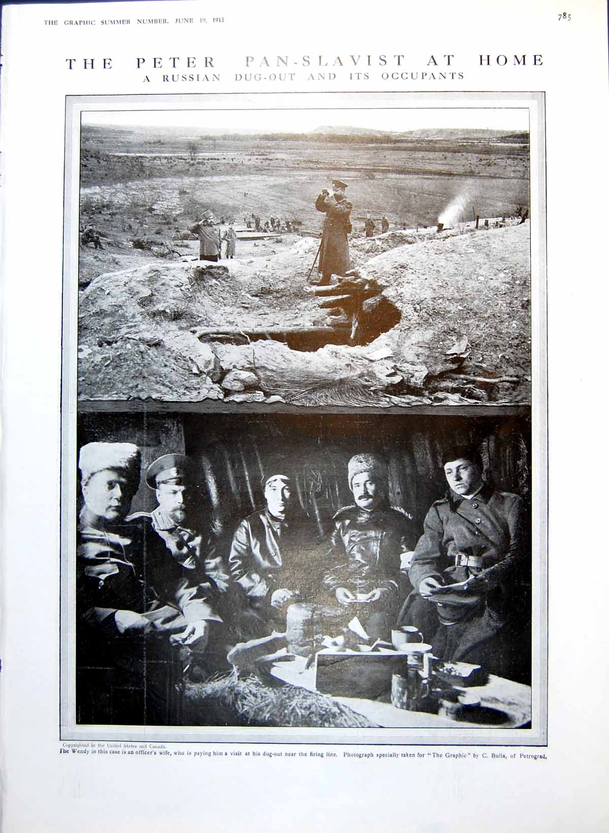 Antique Old Print Russian Dug-Out Occupants The Gunner'S Horses Scenes 1915