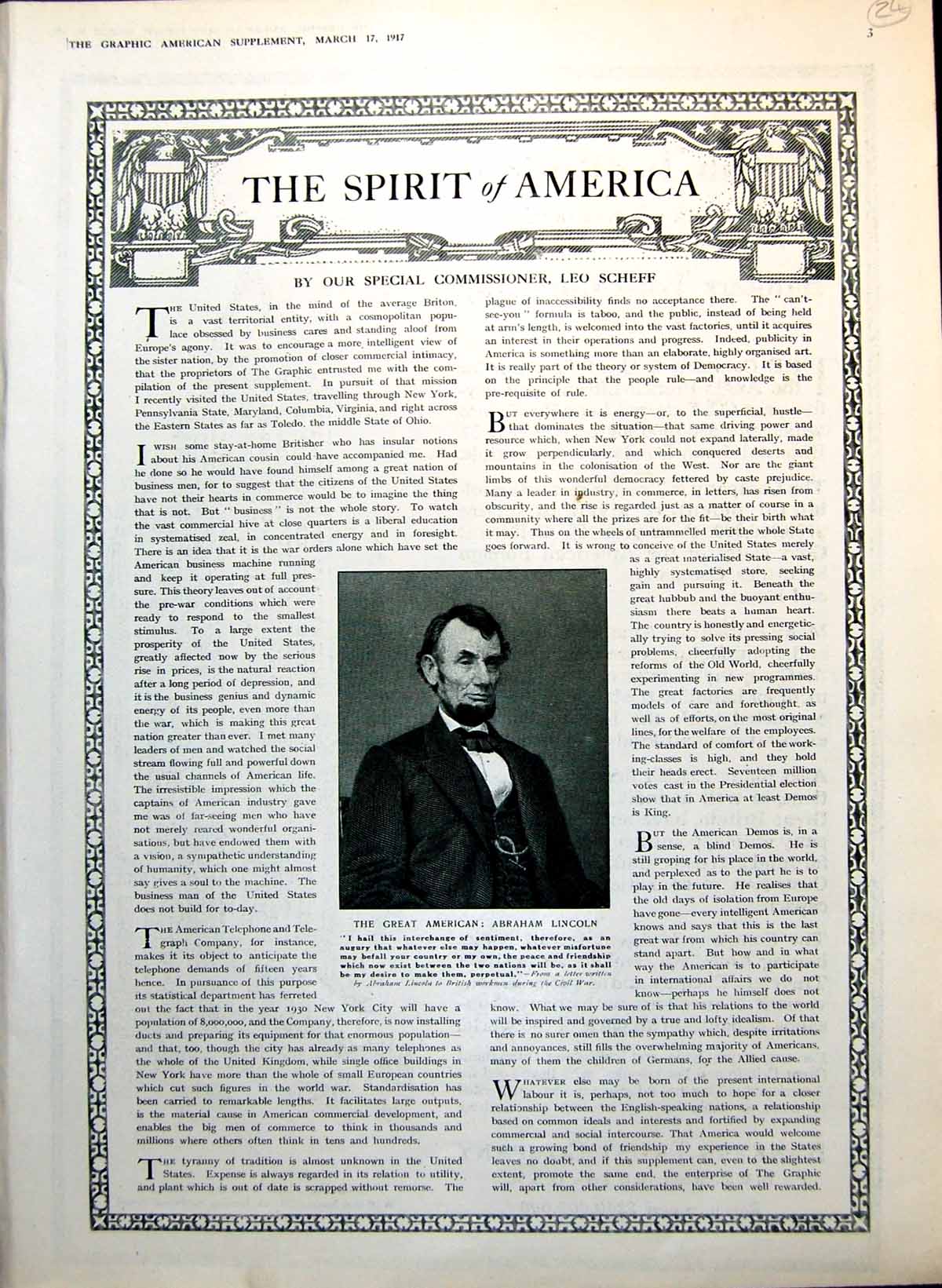 Original Old Vintage Print Abraham Lincoln Mr Isaac F Marcosson Portraits 1917