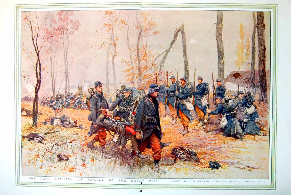 Antique Print The Last Salute An Episode The Great War Colour G Scott 1915 20th