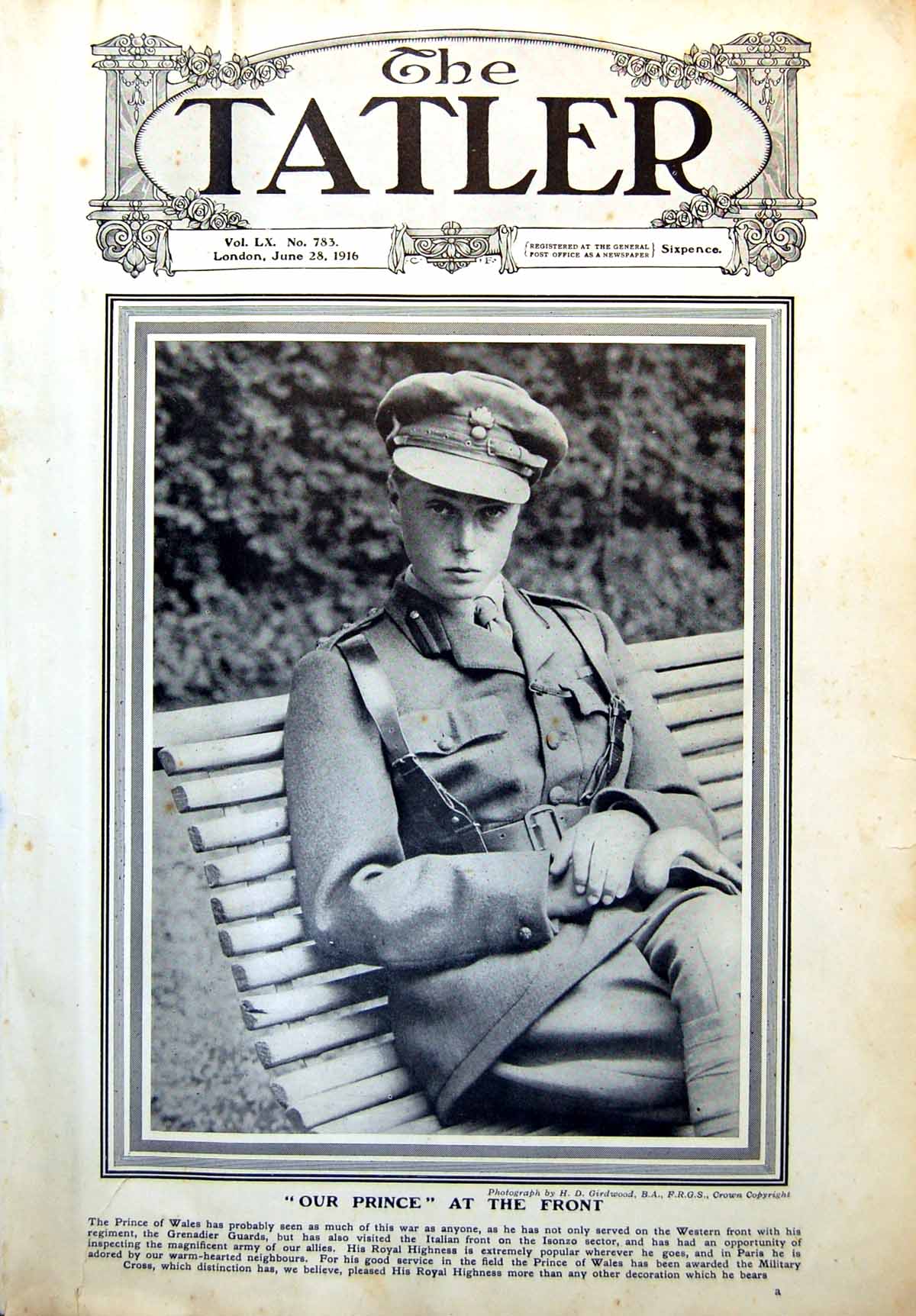 Antique Old Print Prince Wales Army Uniform Letters Eve Packing Country 1916