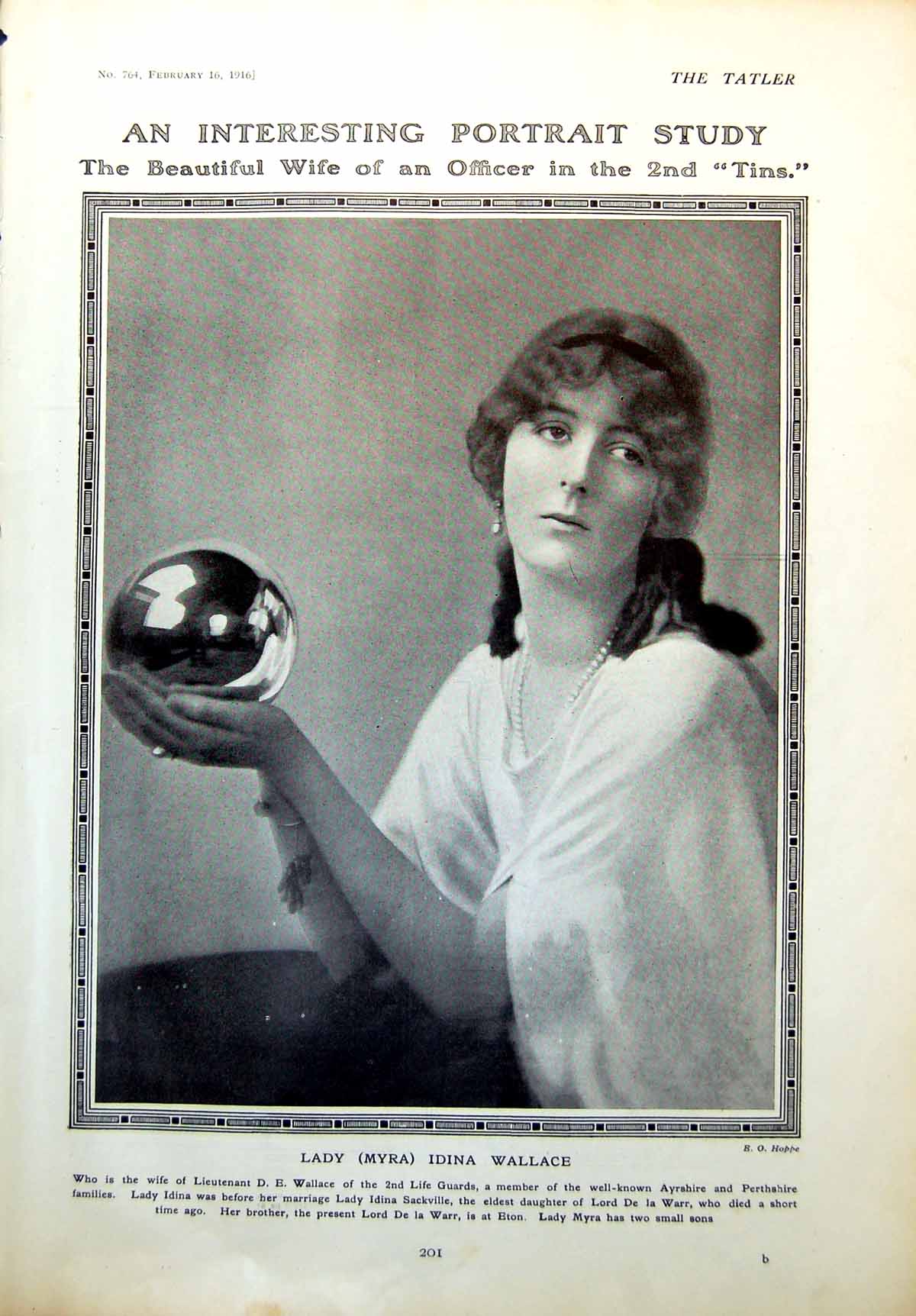 Antique Print Lady (Myra) Idina Wallace Portrait Belle Ashlyn G Manton 1916