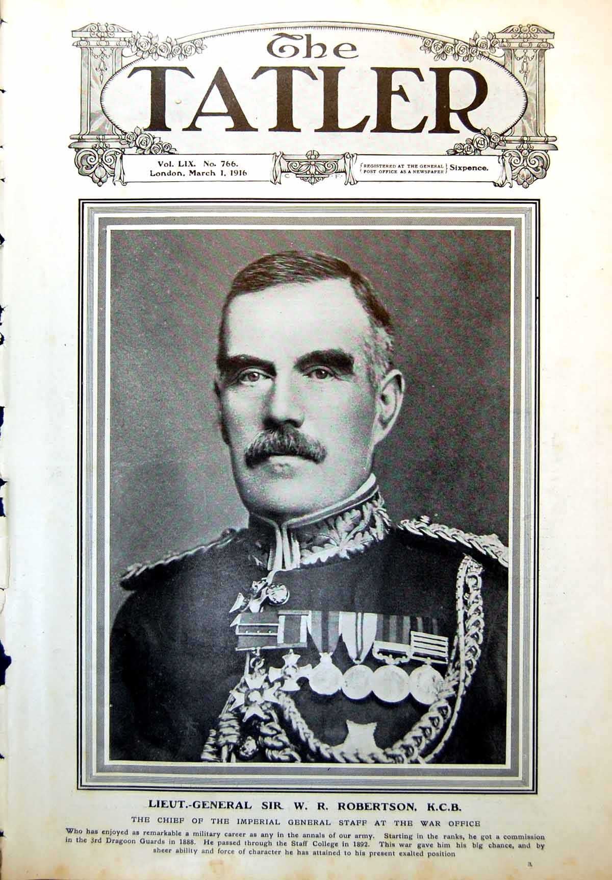 Antique Old Print Lieut.-Gen. Sir Wr Robertson Letters Eve Humour Ladies 1916