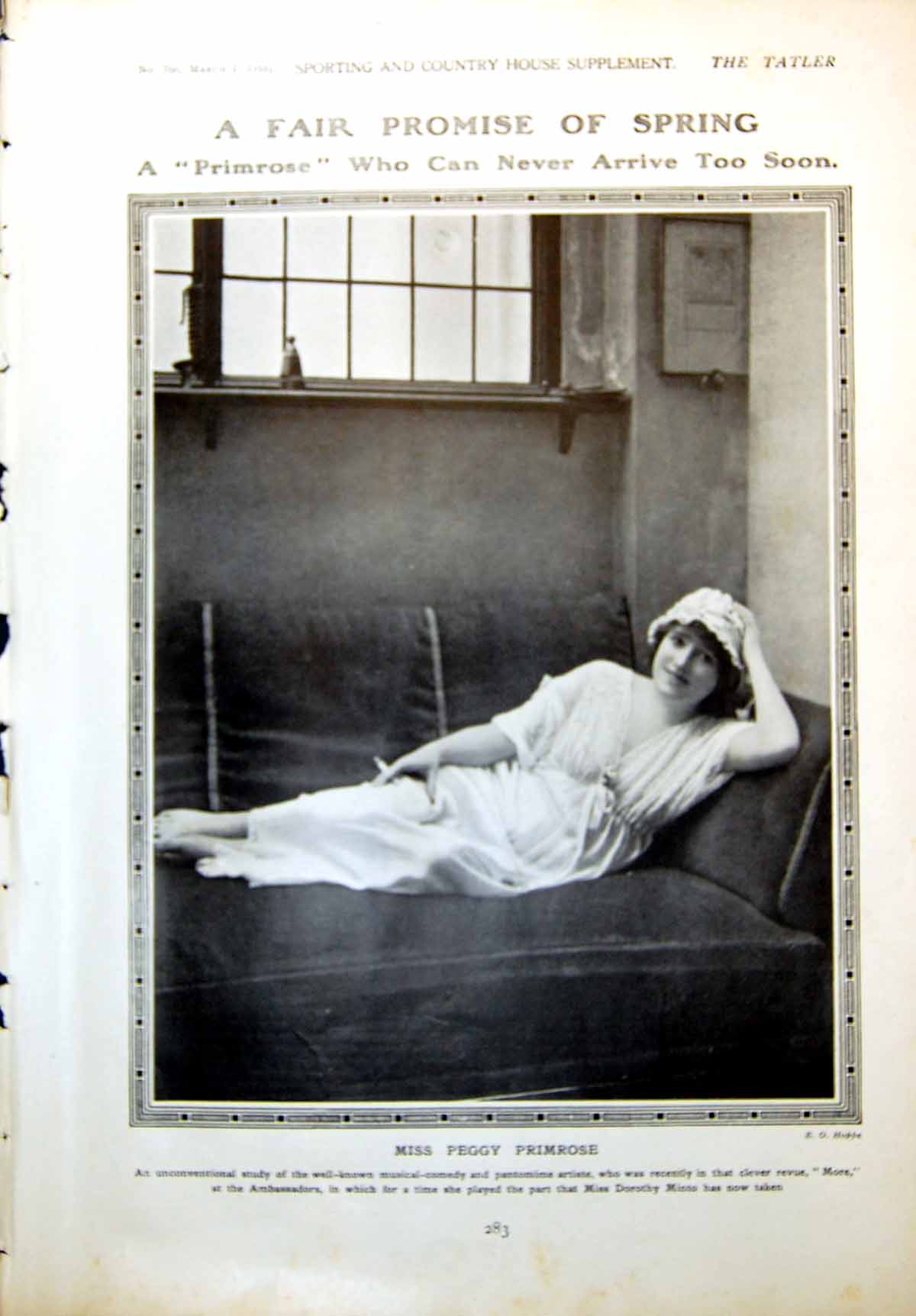 Antique Old Print Miss Peggy Primrose Lady Helen Seymour Betty Cavendish 1916