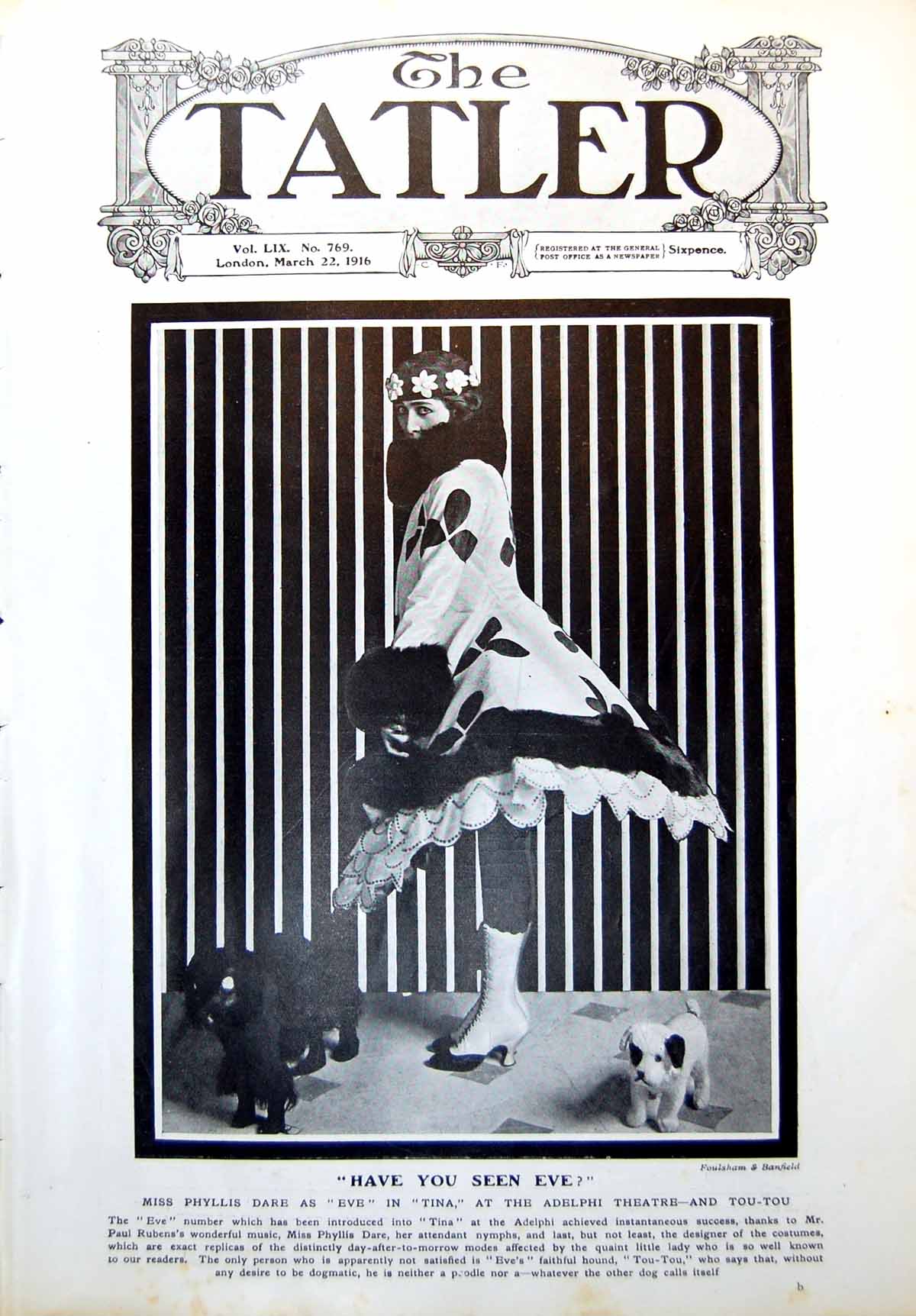 Old Miss Phyllis Dare As Eve Tou-Tou Humour Letters Eve Adelphi 1916 20th