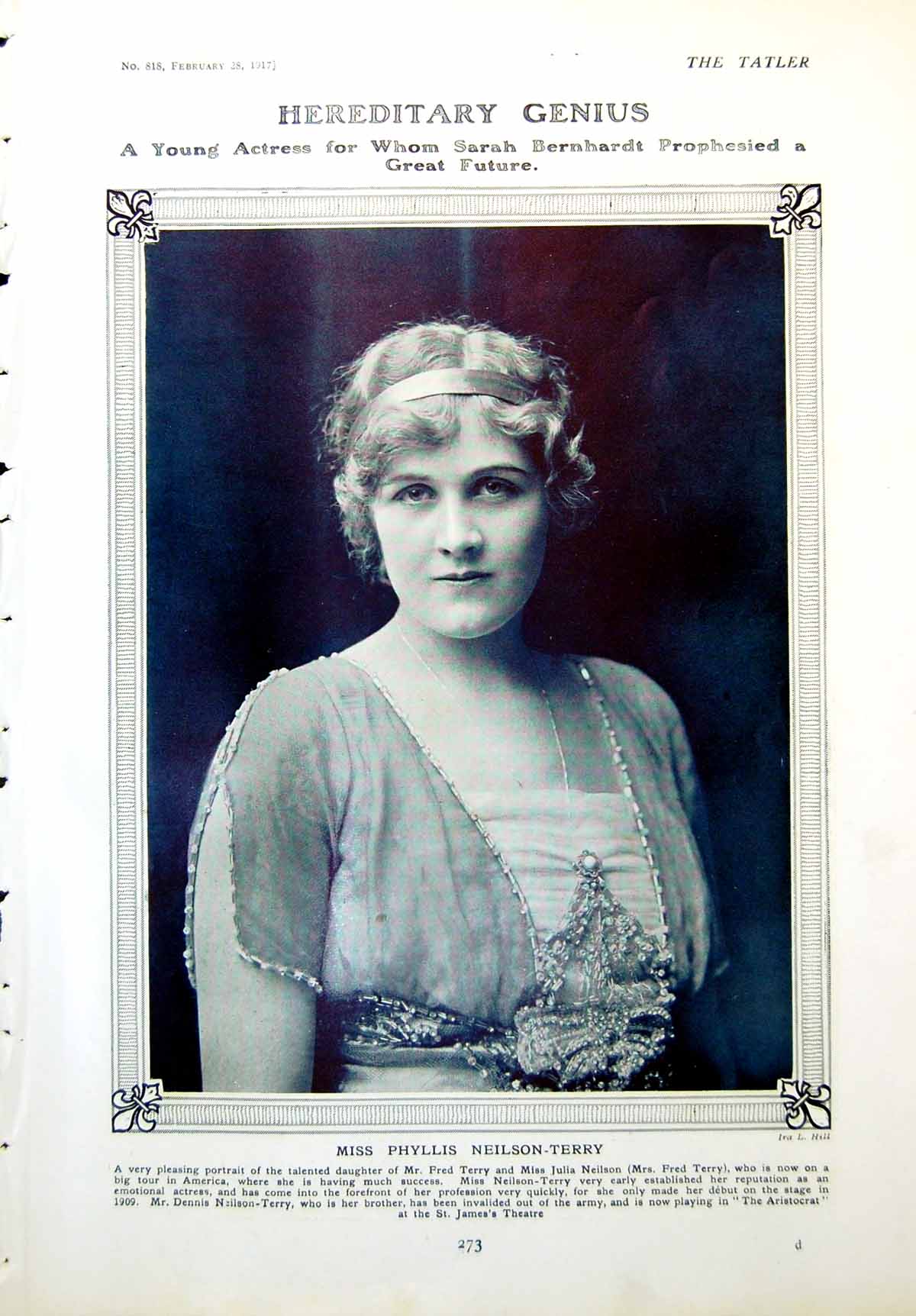 Old Vintage Print Phyllis Neilson-Terry Constance Stewart-Richardson 1917 20th