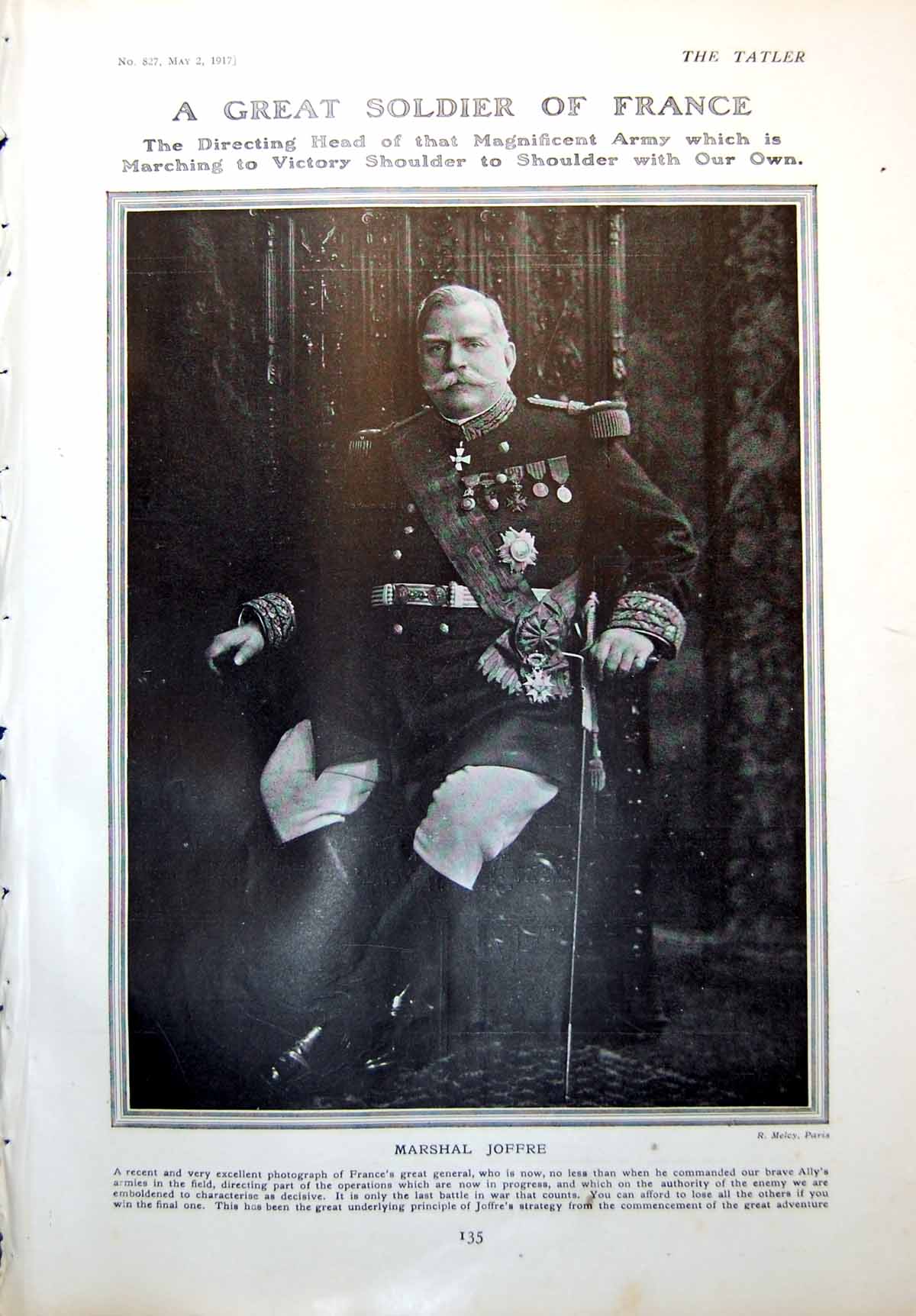Antique Print Marshal Joffre France'S Great General Pictorial Politics 1917