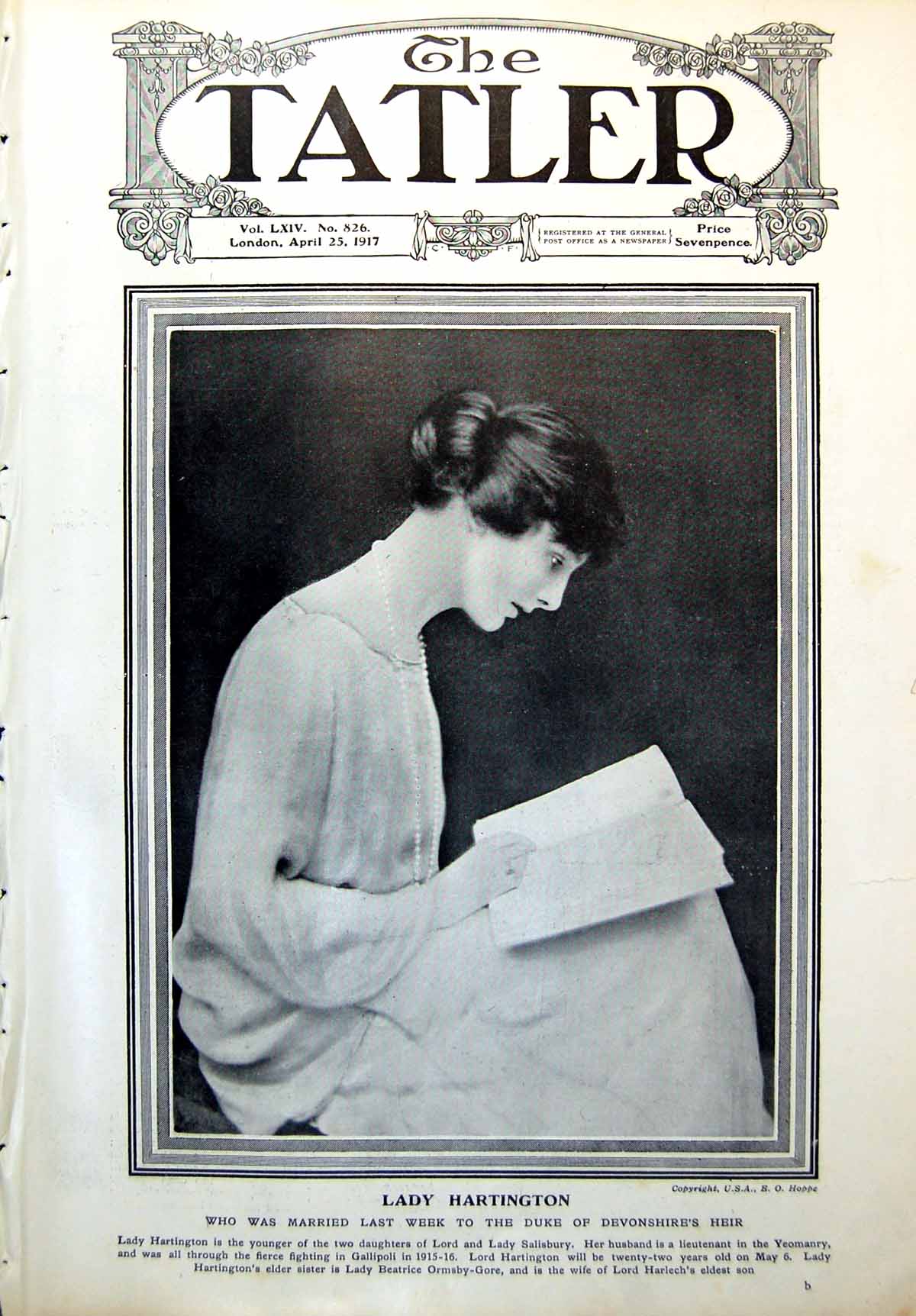 Old Print Lady Hartington Letters Eve Drawings Fish Window Cleaning 1917 20th