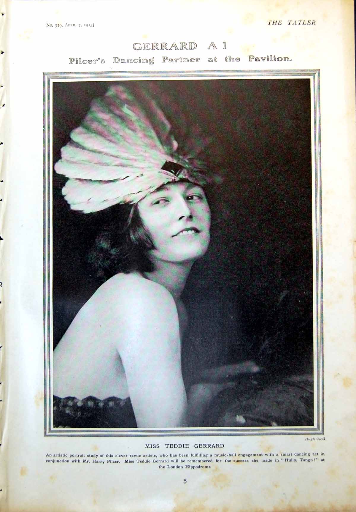 Antique Old Print Miss Teddie Gerard Mrs G Lamton Viscountess Torrington 1915