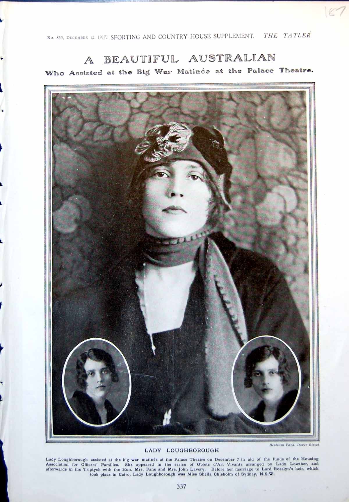Antique Old Print Lady Loughborough Portrait P Elaine Maisie Whittaker 1917