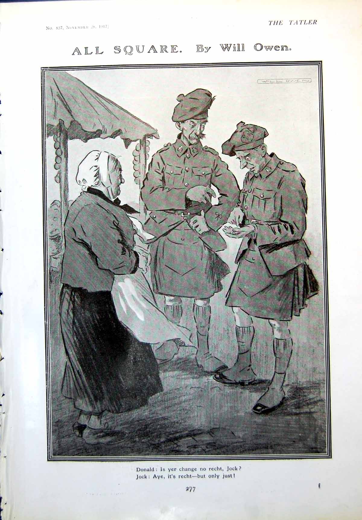 Antique Old Print All Square Scots Siers Change The Viscountess Curzon 1917