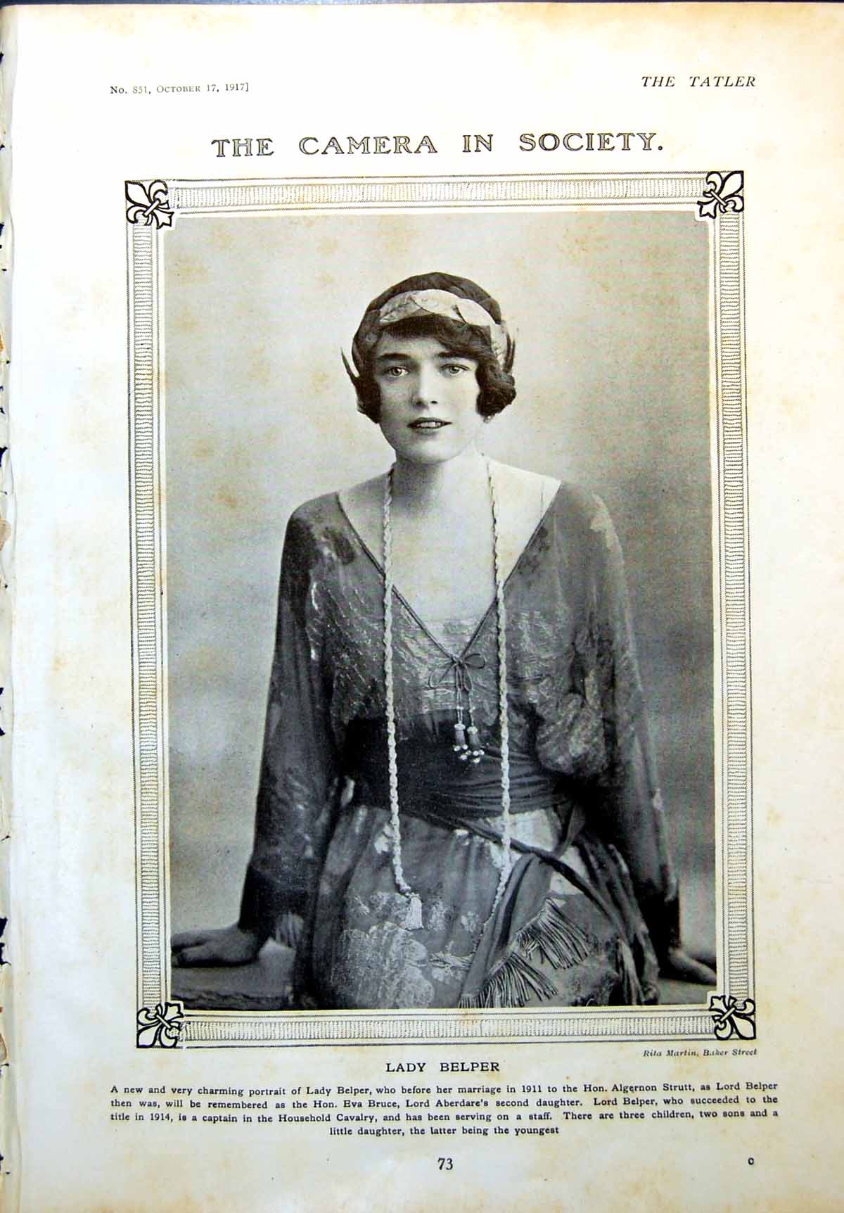 Antique Print Lady Belper Miss Colette O'Neil Lady Constance Malleson 1917 20th