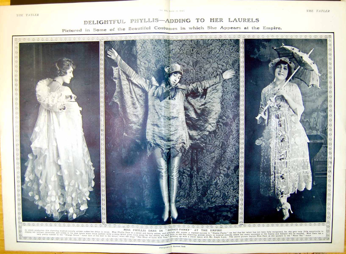 Original Old Vintage Print Miss Phyllis Dare In Hanky-Panky At The Empire 1917