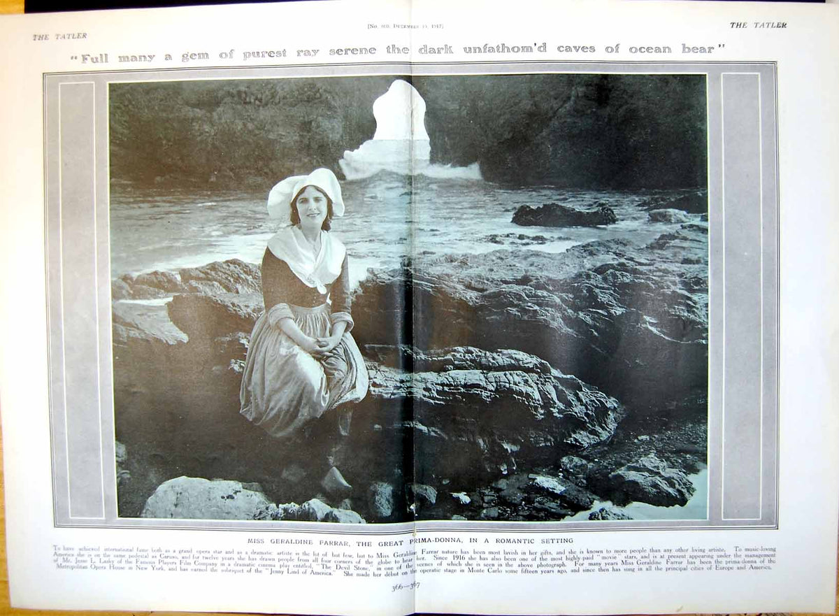 Antique Old Print Miss Geraldine Farrar The Great Prima-Donna Waterside 1917