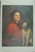 Original Old Antique Print Portrait Master And His Dog