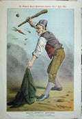 Old Antique Print 1890 Morley'S Martyrdom Flying Vegetables Coat Cartoon 19th