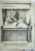 Original Old Antique Print Political Cartoon Mrs Mr Caudle Bed Umbrella Curtain
