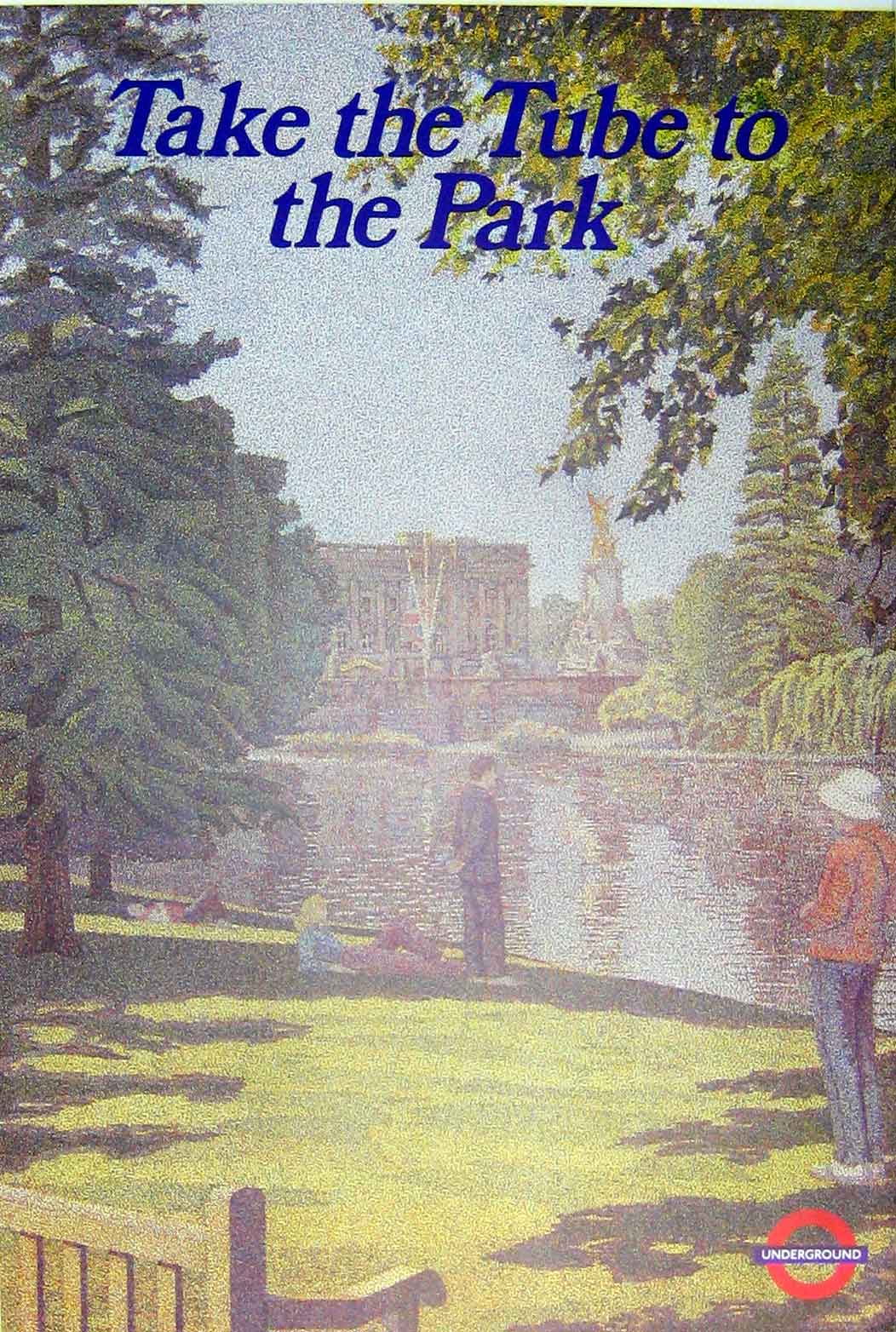 Original Old Antique Print St James'S Park By Peter Lee London Large Advert