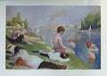 Original Old Antique Print Georges Seurat Une Baignade Asnieres Boys River Scene