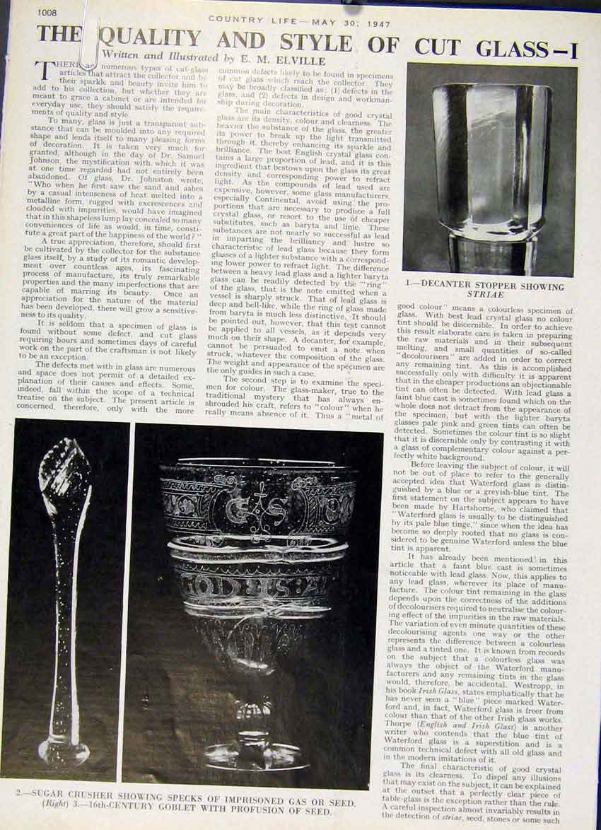 Original Old Antique Print Quality Cut Glass Making Cricket Balls By Hand