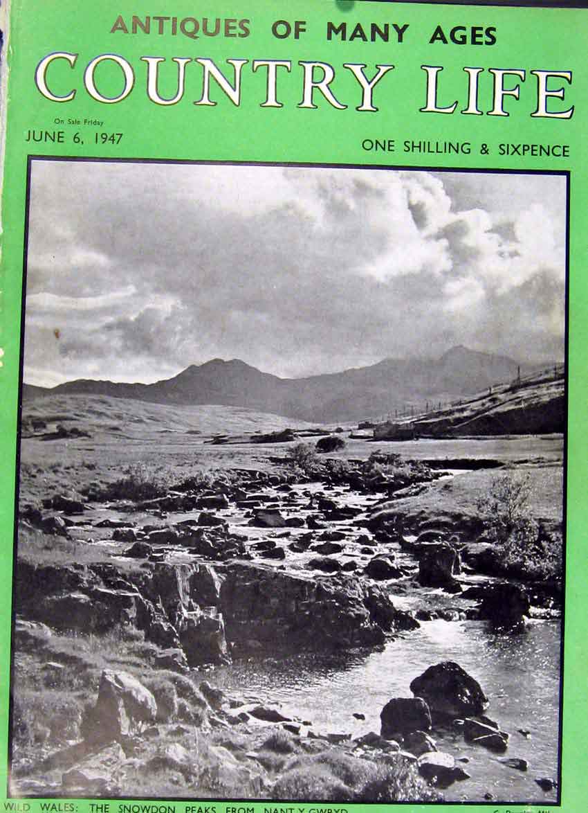 Original Old Vintage Print Wild Wales Snowdon Peaks 1947 House Sales 20th